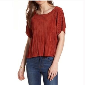 Madewell Texture Micropleat Rust Orange Top